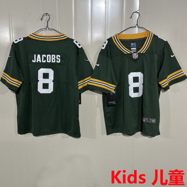 JACOBS  #8 Green Bay Packers Kids NFL Jersey 包装工