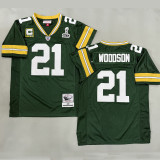 WOODSON #21 Men's Green Bay Packers Retro NFL Jersey 包装工