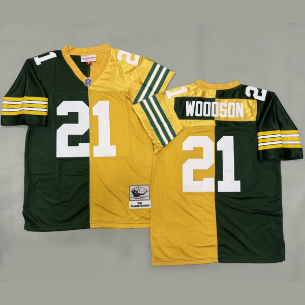 WOODSON #21 Men's Green Bay Packers Retro NFL Jersey 包装工