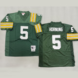HORNUNNNG #5 Men's Green Bay Packers Retro NFL Jersey 包装工