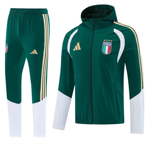 2026/27 Italy Green Hoody Zipper Jacket