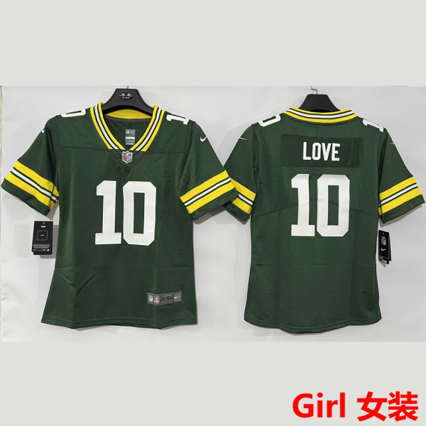 LOVE #10 Green Bay Packers Girl NFL Jersey 包装工