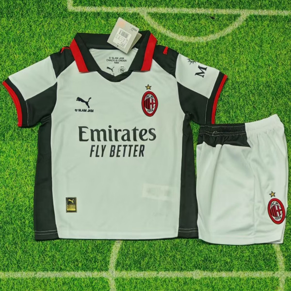 2025/26 AC Milan 4TH White Kids Soccer Jersey