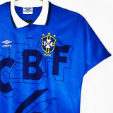 1991/93 Brazil Away Blue Retro Soccer Jersey