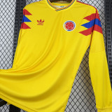 1990 Colombia Home Yellow Retro Long Sleeve Soccer Jersey
