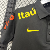 2026/27 Brazil Black Casual Pure Cotton POLO T-Shirt 肩膀字黄色