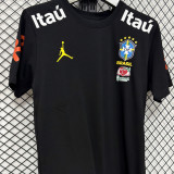 2026/27 Brazil x JD Black Casual Pure Cotton T-Shirt 肩膀字白色