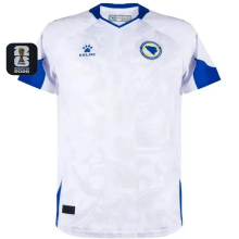 2025/26 Bosnia-Herzegovina Away White Fans Soccer Jersey 波黑 (Have Right Patch 有右臂章 黑底白字）