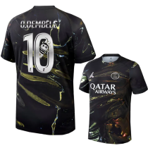 O. Dembélé #10 PSG x Labubu Dark Night Edition Black Fans Soccer Jersey 2025/26  拉布布字体★★