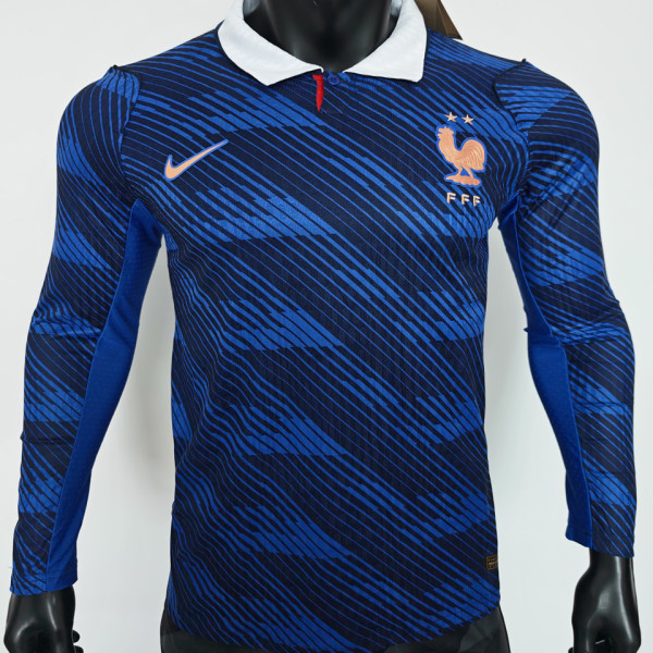 2026/27 France Home Blue Player Version Long Sleeve Soccer Jersey