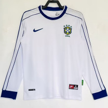 1998 Brazil White Retro Long Sleeve Soccer Jersey