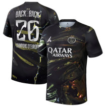 BACK2BACK #26 CHAMPIONS D'EUROPE 2026 PSG Dark Night Edition Black Fans Soccer Jersey  (2 Stars 2星）