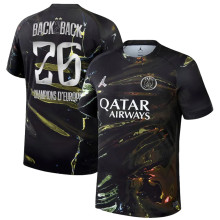 BACK2BACK #26 CHAMPIONS D'EUROPE 2026 PSG Dark Night Edition Black Fans Soccer Jersey  (2 Stars 2星）