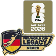 橡胶  LEGACY NEUER + FIFA WORLD CUP 2026 Rubber Right Patch 右臂章 金底白字 +诺伊尔传奇章(You can buy it alone OR tell us which jersey to print it on. )