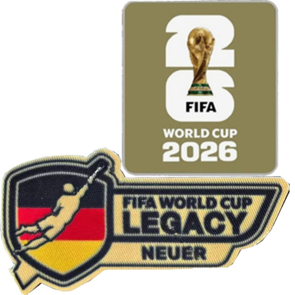 橡胶  LEGACY NEUER + FIFA WORLD CUP 2026 Rubber Right Patch 右臂章 金底白字 +诺伊尔传奇章(You can buy it alone OR tell us which jersey to print it on. )