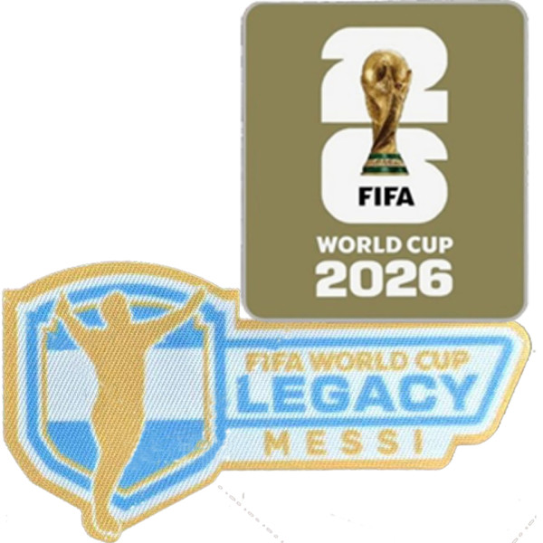 橡胶 LEGACY MESSI + FIFA WORLD CUP 2026 Rubber Right Patch 右臂章 金底白字 +梅西传奇章(You can buy it alone OR tell us which jersey to print it on. )