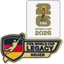 橡胶  LEGACY NEUER + FIFA WORLD CUP 2026 Rubber Right Patch 右臂章 白底金字 +诺伊尔传奇章(You can buy it alone OR tell us which jersey to print it on. )