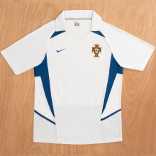 2002 Portugal Away White Retro Soccer Jersey