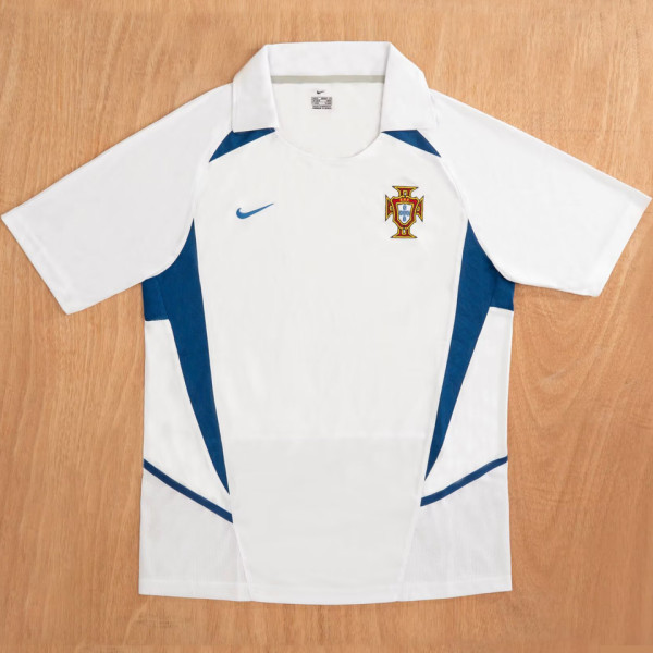 2002 Portugal Away White Retro Soccer Jersey