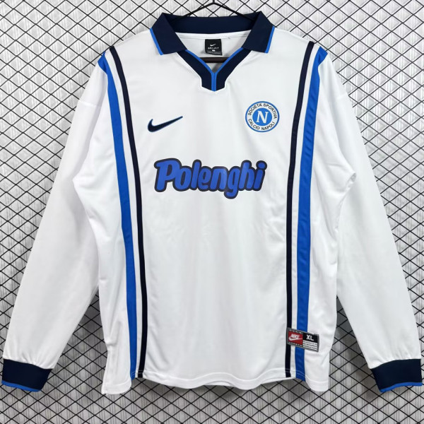 1997/1998 Napoli Away White Retro Long Sleeve Soccer Jersey