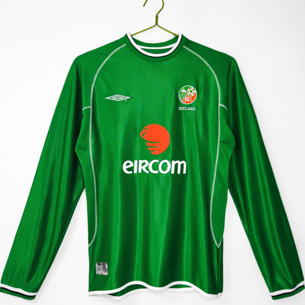 2002 Ireland Home Green Retro Long Sleeve Soccer Jersey