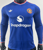2026/27 M Utd Away Blue Player Version Long Sleeve Soccer Jersey