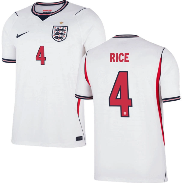 RICE #4 England 1:1 Quality Home White Fans Soccer Jersey 2026/27 ★★
