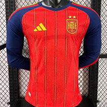 2026/27 Spain Home Red Player Version Long Sleeve Soccer Jersey （2 Stars 2星）