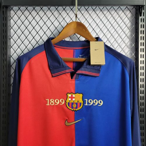 Barcelona 1999/2000 Centenary Home Retro Long Sleeve Jersey
