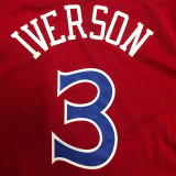 Allen Iverson Men's Red Player Jersey - Throwback Edition