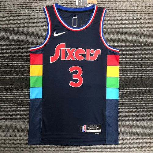 Men's Allen Iverson Black Team Jersey - 75th Anniversary City Edition
