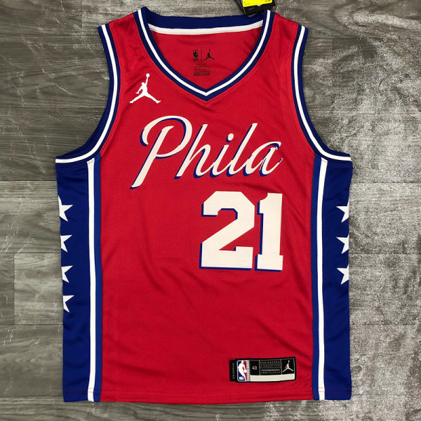 Men's Joel Embiid Red 2020-21 Swingman Player Jersey - Statement Edition