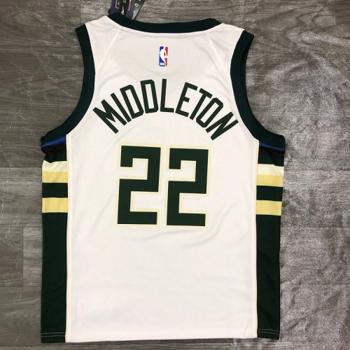 Men's Khris Middleton White 2020-21 Swingman Player Jersey – Association Edition