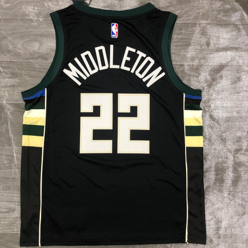 Men's Khris Middleton 2020-21 Black Swingman Jersey - Icon Edition