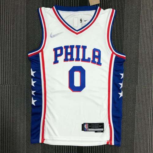 Men's Tyrese Maxey White Team Jersey - 75th Anniversary Edition