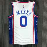 Men's Tyrese Maxey White Team Jersey - 75th Anniversary Edition