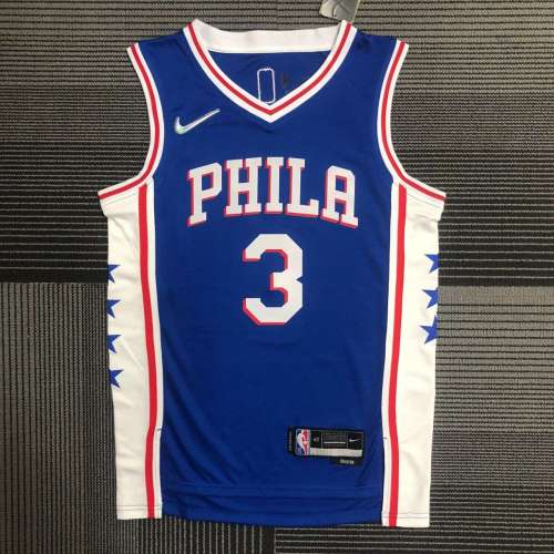 Men's Allen Iverson Blue Team Jersey - 75th Anniversary Edition