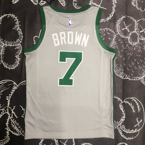 Men's Jaylen Brown Gray Team Jersey