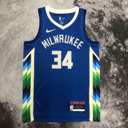 Men's Giannis Antetokounmpo Blue Team Jersey - City Edition