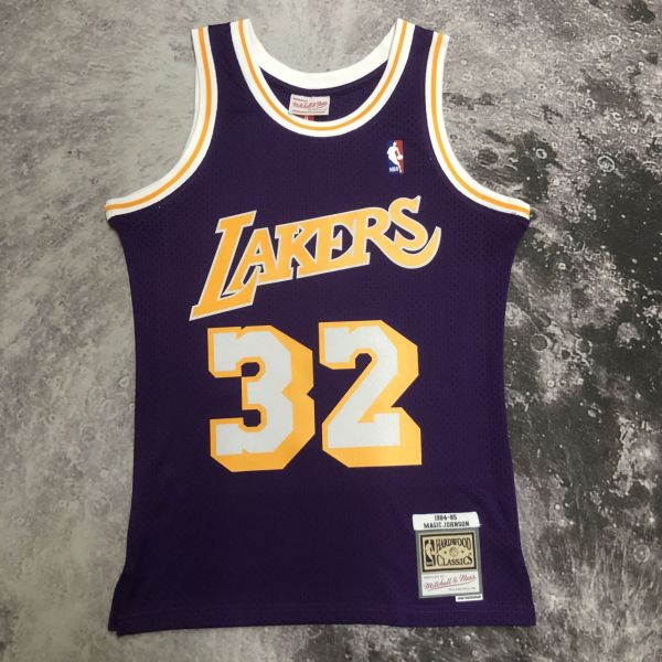 Men's M&N 84/85 Earvin Johnson Purple Retro Jersey