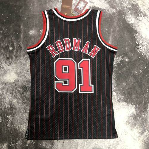 Men's M&N 1996 Dennis Rodman Black Retro Jersey