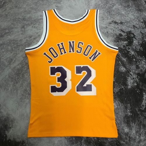 Men's M&N 84/85 Earvin Johnson Yellow Retro Jersey