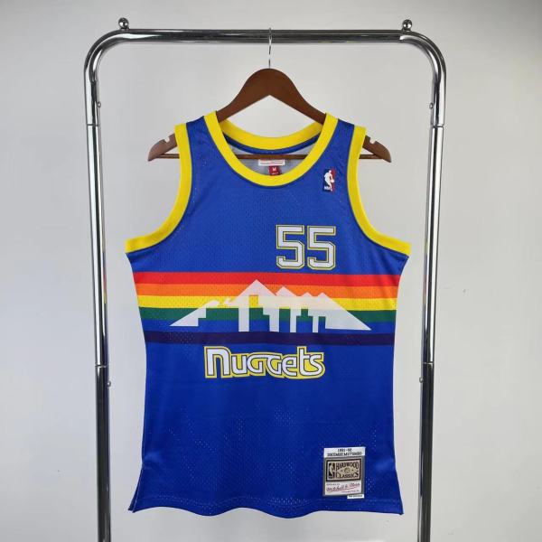 Men's M&N 1991/1992 Dikembe Mutombo Blue Retro Jersey