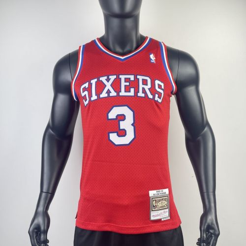 Men's M&N 1996∕97 Allen Iverson Red Retro Jersey