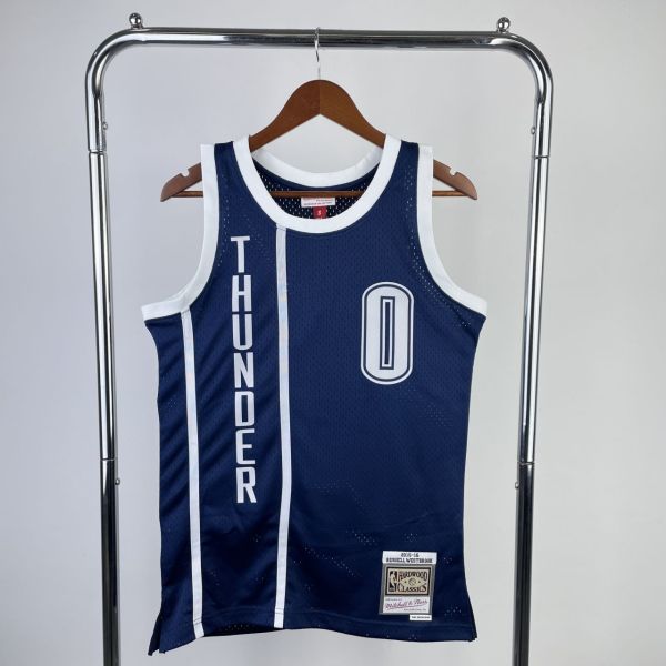 Men's M&N 2015/16 Russell Westbrook Blue Retro Jersey