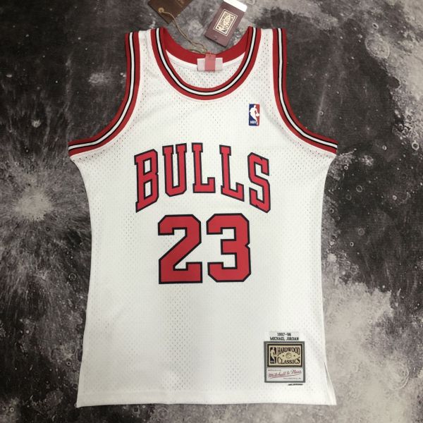 Men's M&N 1998 Michael Jordan White Retro Jersey