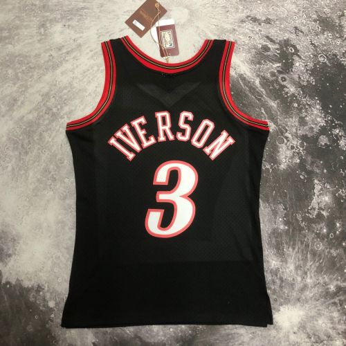 Men's M&N 1997∕98 Allen Iverson Black Retro Jersey