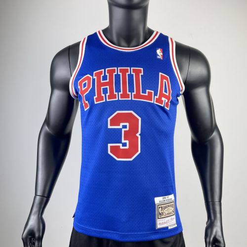 Men's M&N 1996∕97 Allen Iverson Blue Retro Jersey