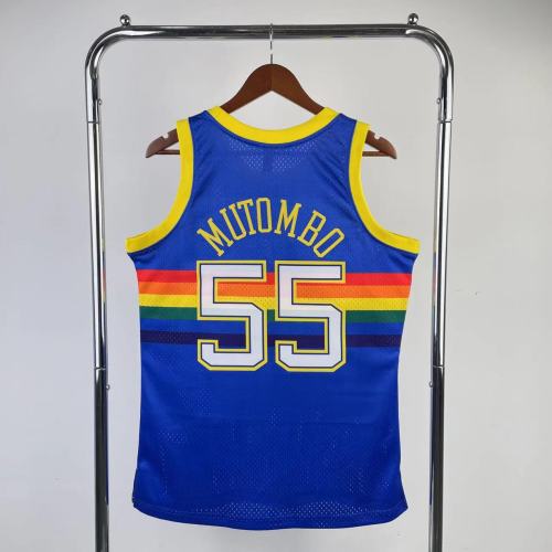 Men's M&N 1991/1992 Dikembe Mutombo Blue Retro Jersey