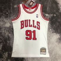 Men's M&N 1998 Dennis Rodman White Retro Jersey